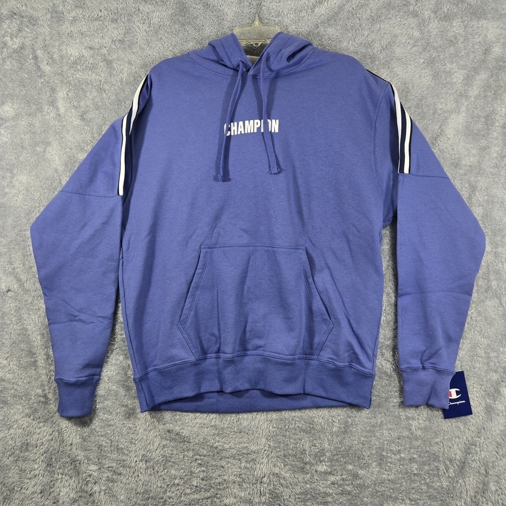 Champion Mens Powerblend Taped Hoodie Stone Crush Blue S90172 Large NWT